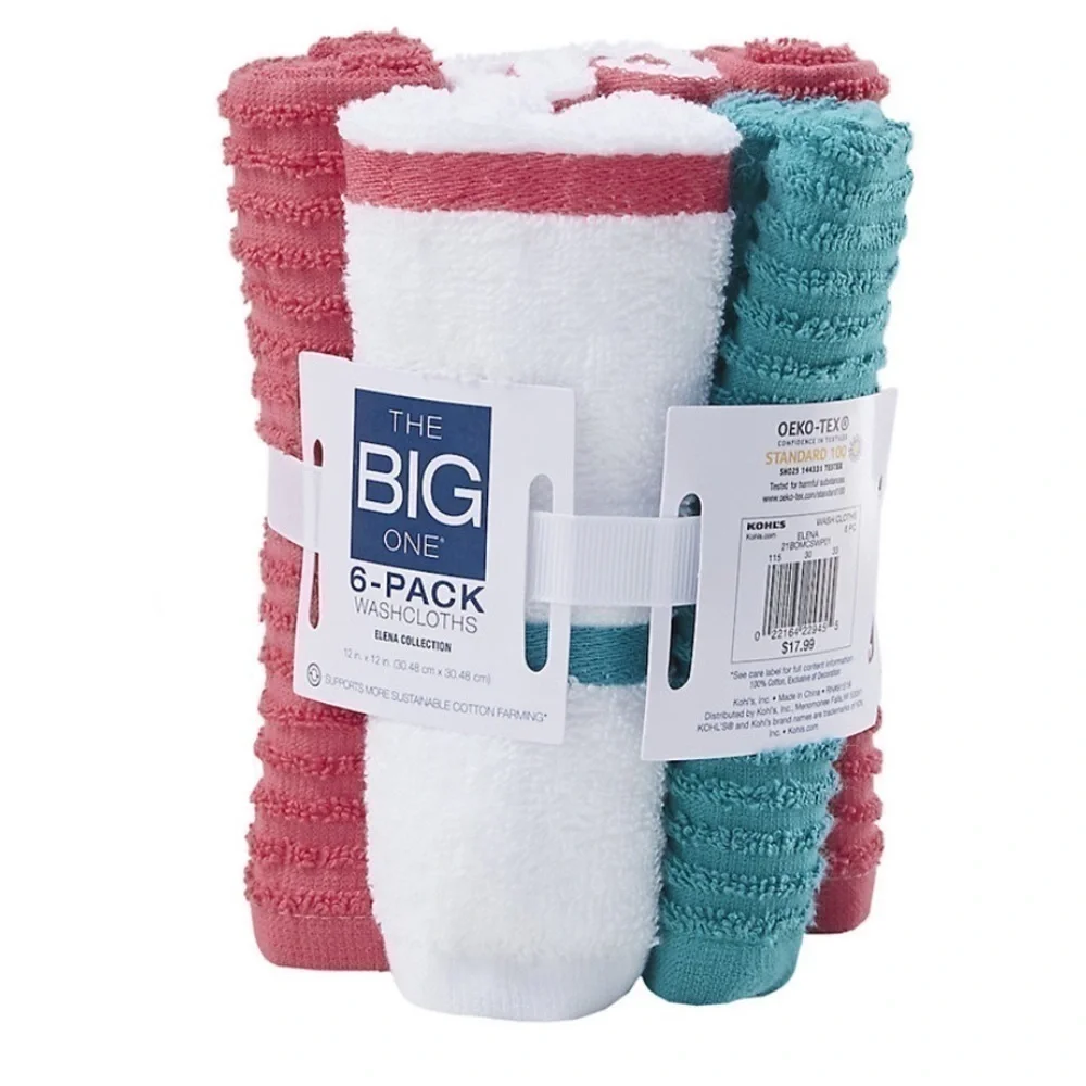 The big one 6 pk Elena Collection washcloths